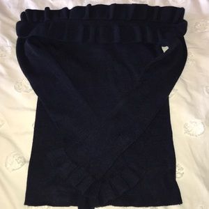 Dark blue off the shoulder sweater with tiering